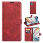 For Motorola Moto G60 / Moto G40 Fusion Retro Calf Pattern Buckle Card Wallet Left and Right Flip Phone Holster with Bracket Function(Red) - 1