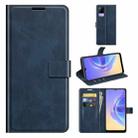 For vivo V21e / vivo Y73 2021 Retro Calf Pattern Buckle Card Wallet Left and Right Flip Phone Holster with Bracket Function(Blue) - 1