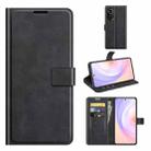 For Honor 50 SE Retro Calf Pattern Buckle Card Wallet Left and Right Flip Phone Holster with Bracket Function(Black) - 1