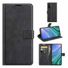 For OnePlus Nord N200 5G Retro Calf Pattern Buckle Card Wallet Left and Right Flip Phone Holster with Bracket Function(Black) - 1