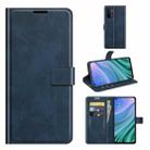 For OnePlus Nord N200 5G Retro Calf Pattern Buckle Card Wallet Left and Right Flip Phone Holster with Bracket Function(Blue) - 1