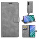 For OnePlus Nord N200 5G Retro Calf Pattern Buckle Card Wallet Left and Right Flip Phone Holster with Bracket Function(Grey) - 1