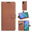 For OnePlus Nord N200 5G Retro Calf Pattern Buckle Card Wallet Left and Right Flip Phone Holster with Bracket Function(Light Brown) - 1