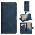 For ZTE Blade A51 Retro Calf Pattern Buckle Card Wallet Left and Right Flip Phone Holster with Bracket Function(Blue) - 1