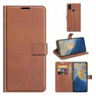 For ZTE Blade A51 Retro Calf Pattern Buckle Card Wallet Left and Right Flip Phone Holster with Bracket Function(Light Brown) - 1