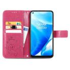 For OnePlus Nord N200 5G Four-leaf Clasp Embossed Buckle Mobile Phone Protection Leather Case with Lanyard & Card Slot & Wallet & Bracket Function(Magenta) - 3