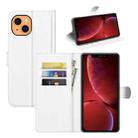 For iPhone 13 Litchi Texture Horizontal Flip Protective Case with Holder & Card Slots & Wallet(White) - 1