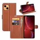 For iPhone 13 Litchi Texture Horizontal Flip Protective Case with Holder & Card Slots & Wallet(Brown) - 1