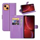 For iPhone 13 Litchi Texture Horizontal Flip Protective Case with Holder & Card Slots & Wallet(Purple) - 1