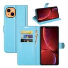 For iPhone 13 Litchi Texture Horizontal Flip Protective Case with Holder & Card Slots & Wallet(Blue) - 1