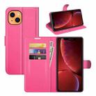 For iPhone 13 Litchi Texture Horizontal Flip Protective Case with Holder & Card Slots & Wallet(Rose Red) - 1