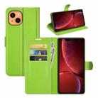 For iPhone 13 Litchi Texture Horizontal Flip Protective Case with Holder & Card Slots & Wallet(Green) - 1