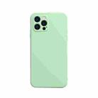 For iPhone 13 Pro Max Solid Color Cube Straight Edge Liquid Silicone Lining Flannel Case  (Green) - 1