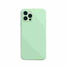 For iPhone 13 Pro Solid Color Cube Straight Edge Liquid Silicone Lining Flannel Case  (Green) - 1