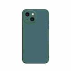 For iPhone 13 Solid Color Cube Straight Edge Liquid Silicone Case(Dark Green) - 1