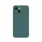 For iPhone 13 mini Solid Color Cube Straight Edge Liquid Silicone Case (Dark Green) - 1