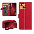 For iPhone 13 R64 Texture Single Horizontal Flip Protective Case with Holder & Card Slots & Wallet& Photo Frame(Red) - 1