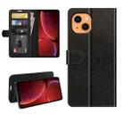 For iPhone 13 mini R64 Texture Single Horizontal Flip Protective Case with Holder & Card Slots & Wallet& Photo Frame (Black) - 1