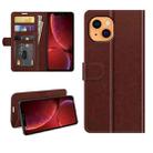 For iPhone 13 mini R64 Texture Single Horizontal Flip Protective Case with Holder & Card Slots & Wallet& Photo Frame (Brown) - 1