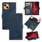 For iPhone 13 mini Dual-side Magnetic Buckle Horizontal Flip Leather Case with Holder & Card Slots & Wallet (Dark Blue) - 1