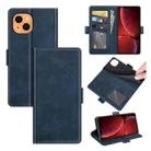 For iPhone 13 Dual-side Magnetic Buckle Horizontal Flip Leather Case with Holder & Card Slots & Wallet(Dark Blue) - 1