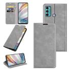 For Motorola Moto G60/G40 Fusion Retro-skin Business Magnetic Suction Leather Case with Holder & Card Slots & Wallet(Grey) - 1