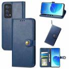 For OPPO Reno6 Pro + Solid Color Leather Buckle Phone Case with Lanyard & Photo Frame & Card Slot & Wallet & Stand Function(Blue) - 1