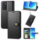 For OPPO Reno6 Pro Solid Color Leather Buckle Phone Case with Lanyard & Photo Frame & Card Slot & Wallet & Stand Function(Black) - 1