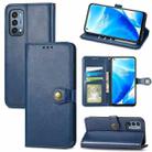 For OnePlus Nord N200 5G Solid Color Leather Buckle Phone Case with Lanyard & Photo Frame & Card Slot & Wallet & Stand Function(Blue) - 1
