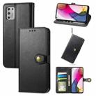 For Motorola Moto G Stylus 2021 Solid Color Leather Buckle Phone Case with Lanyard & Photo Frame & Card Slot & Wallet & Stand Function(Black) - 1