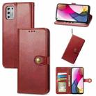 For Motorola Moto G Stylus 2021 Solid Color Leather Buckle Phone Case with Lanyard & Photo Frame & Card Slot & Wallet & Stand Function(Red) - 1