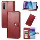 For OnePlus Nord CE 5G Solid Color Leather Buckle Phone Case with Lanyard & Photo Frame & Card Slot & Wallet & Stand Function(Red) - 1