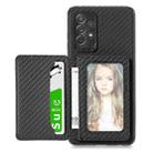 For Samsung Galaxy A72 5G / 4G Carbon Fiber Magnetic Card Bag TPU+PU Shockproof Back Cover Case with Holder & Card Slot & Photo Frame(Black) - 1