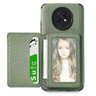 For Xiaomi Redmi Note 9 5G Carbon Fiber Magnetic Card Bag TPU+PU Shockproof Back Cover Case with Holder & Card Slot & Photo Frame(Green) - 1