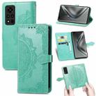 For Honor V40 5G Mandala Flower Embossed Horizontal Flip Leather Case with Bracket / Card Slot / Wallet / Lanyard(Green) - 1