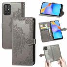 For Honor Play 5T Mandala Flower Embossed Horizontal Flip Leather Case with Bracket / Card Slot / Wallet / Lanyard(Grey) - 1