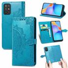 For Honor Play 5T Mandala Flower Embossed Horizontal Flip Leather Case with Bracket / Card Slot / Wallet / Lanyard(Blue) - 1