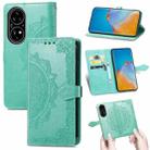 For Huawei P50 Mandala Flower Embossed Horizontal Flip Leather Case with Bracket / Card Slot / Wallet / Lanyard(Green) - 1