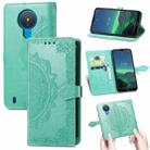 For Nokia 1.4 Mandala Flower Embossed Horizontal Flip Leather Case with Bracket / Card Slot / Wallet / Lanyard(Green) - 1