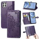 For Huawei Enjoy 20 5G Mandala Flower Embossed Horizontal Flip Leather Case with Bracket / Card Slot / Wallet / Lanyard(Purple) - 1