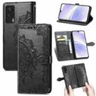 For Vivo S9e Mandala Flower Embossed Horizontal Flip Leather Case with Bracket / Card Slot / Wallet / Lanyard(Black) - 1