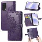 For Vivo S9e Mandala Flower Embossed Horizontal Flip Leather Case with Bracket / Card Slot / Wallet / Lanyard(Purple) - 1