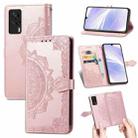 For Vivo S9e Mandala Flower Embossed Horizontal Flip Leather Case with Bracket / Card Slot / Wallet / Lanyard(Rose Gold) - 1