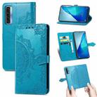 For TCL 20S Mandala Flower Embossed Horizontal Flip Leather Case with Bracket / Card Slot / Wallet / Lanyard(Blue) - 1