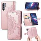 For TCL 20 Pro 5G Mandala Flower Embossed Horizontal Flip Leather Case with Bracket / Card Slot / Wallet / Lanyard(Rose Gold) - 1