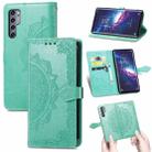 For TCL 20 Pro 5G Mandala Flower Embossed Horizontal Flip Leather Case with Bracket / Card Slot / Wallet / Lanyard(Green) - 1