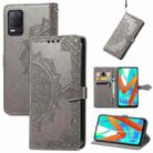 For OPPO Realme V13 5G Mandala Flower Embossed Horizontal Flip Leather Case with Bracket / Card Slot / Wallet / Lanyard(Grey) - 1