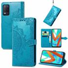 For OPPO Realme V13 5G Mandala Flower Embossed Horizontal Flip Leather Case with Bracket / Card Slot / Wallet / Lanyard(Blue) - 1