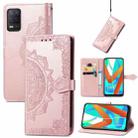 For OPPO Realme V13 5G Mandala Flower Embossed Horizontal Flip Leather Case with Bracket / Card Slot / Wallet / Lanyard(Rose Gold) - 1