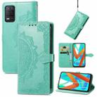 For OPPO Realme V13 5G Mandala Flower Embossed Horizontal Flip Leather Case with Bracket / Card Slot / Wallet / Lanyard(Green) - 1